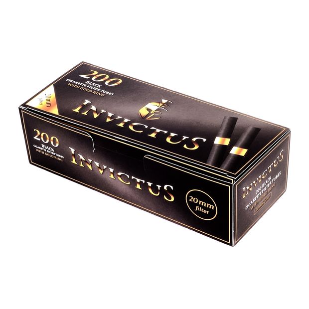 Invictus Black Zigarettenhlsen mit Goldring, 20 mm Filter, 200er Box