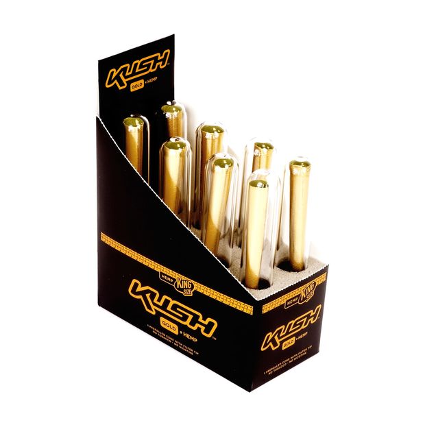 KUSH Gold + Hemp, vorgerollte King Size Cones mit Filtertips, Hanf und Blattgold!