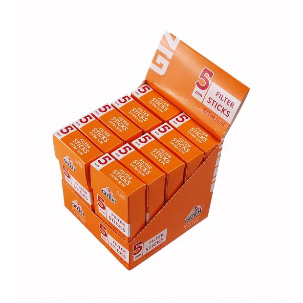 Gizeh Filter Sticks Extra Slim 5 mm Durchmesser 10 Boxen (100 Packungen/ 12600 Filter)