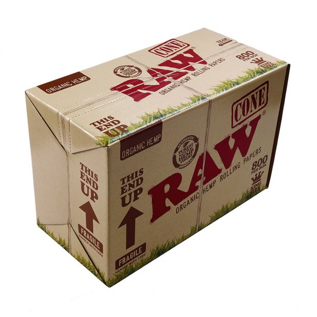 RAW Organic Cones Box of 800 Pre-rolled Made of Organic Hemp