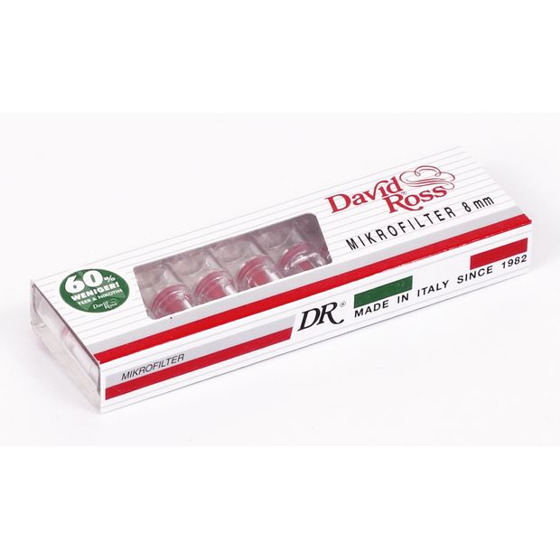 David Ross Mikrofilter, 8 mm Durchmesser, 60% Nikotin- und Teer-Reduktion 20 Packungen (200 Filter)