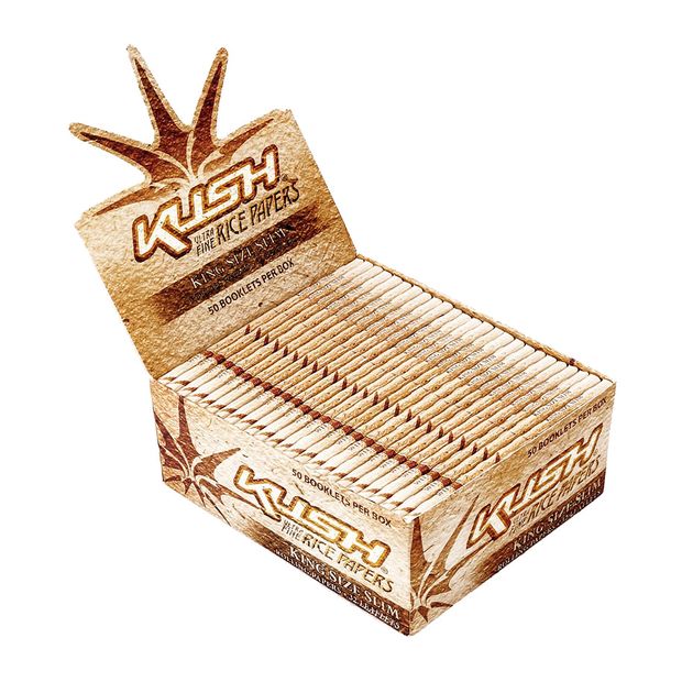 KUSH King Size Slim Papers Rice, 50 Reis-Blttchen pro Heftchen, 50 Heftchen pro Box 2 Boxen (100 Heftchen)