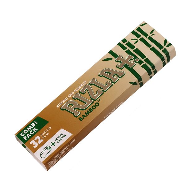 RIZLA Bamboo Combi Package, King Size Papers made of Bamboo Fibers + Tips, 24 x 32 per Box 12 booklets