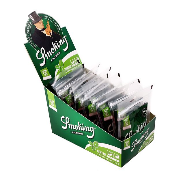 Smoking Menthol Slim Filters, 120 pieces per bag, 6 x 15 mm 6 boxes (60 bags)