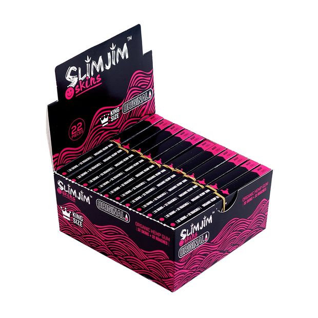 Slim Jim Skins Original, 32 King Size Slim Papers + 32 Tips, unperforated 1 box (22 booklets)