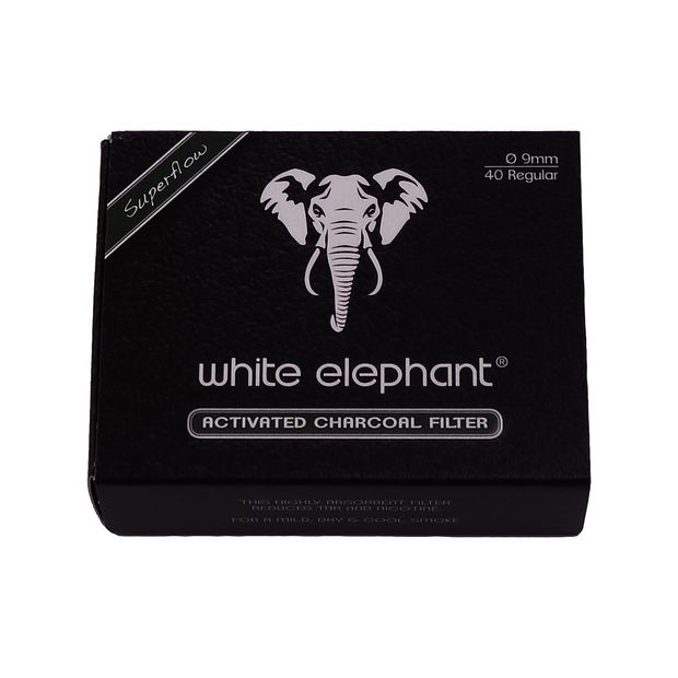 White Elephant Superflow Aktivkohlefilter, 9 mm Durchmesser, 40 Stk pro Packung 5 Packungen (200 Filter)