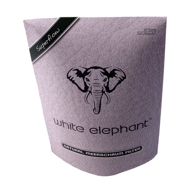 White Elephant Superflow natural meerschaum filter, 9 mm diameter, 250 filters per XXL package 10 packages (2.500 filters)