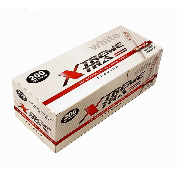 XTREME XTRA WHITE Zigarettenhlsen mit extra langem 24 mm Filter, 225 Hlsen pro Packung 10 Boxen (2.250 Hlsen)