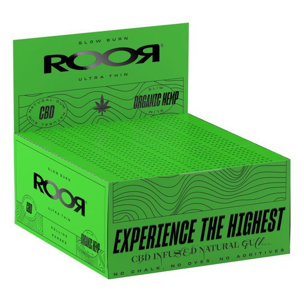 ROOR Organic Hemp Slim Kingsize Papers, 50 booklets per box 1 box (50 booklets)