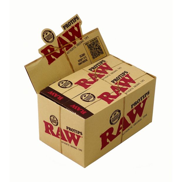 RAW PRO TIPS, unbleached and unperforated tips, 60 x 18 mm 1 box (24 booklets)