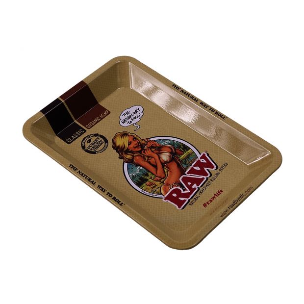 RAW Tray RAW Girl Mini, small metal rolling tray 3 trays