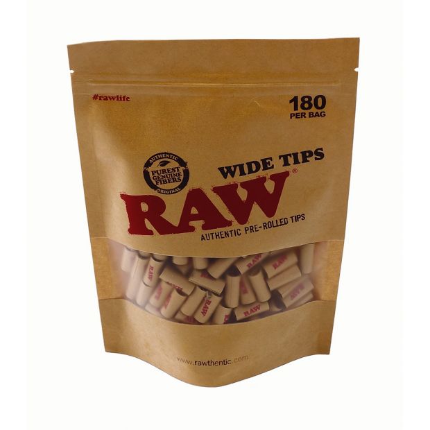 RAW Wide Tips, wide pre-rolled tips, 180 pieces per bag 20 bags (1 mastercase)