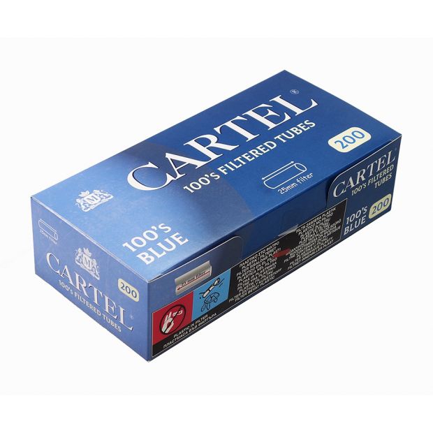 CARTEL filter tubes 100 mm BLUE, extra-long tubes with extra-long filter, 200 per box 25 boxes (5000 tubes)