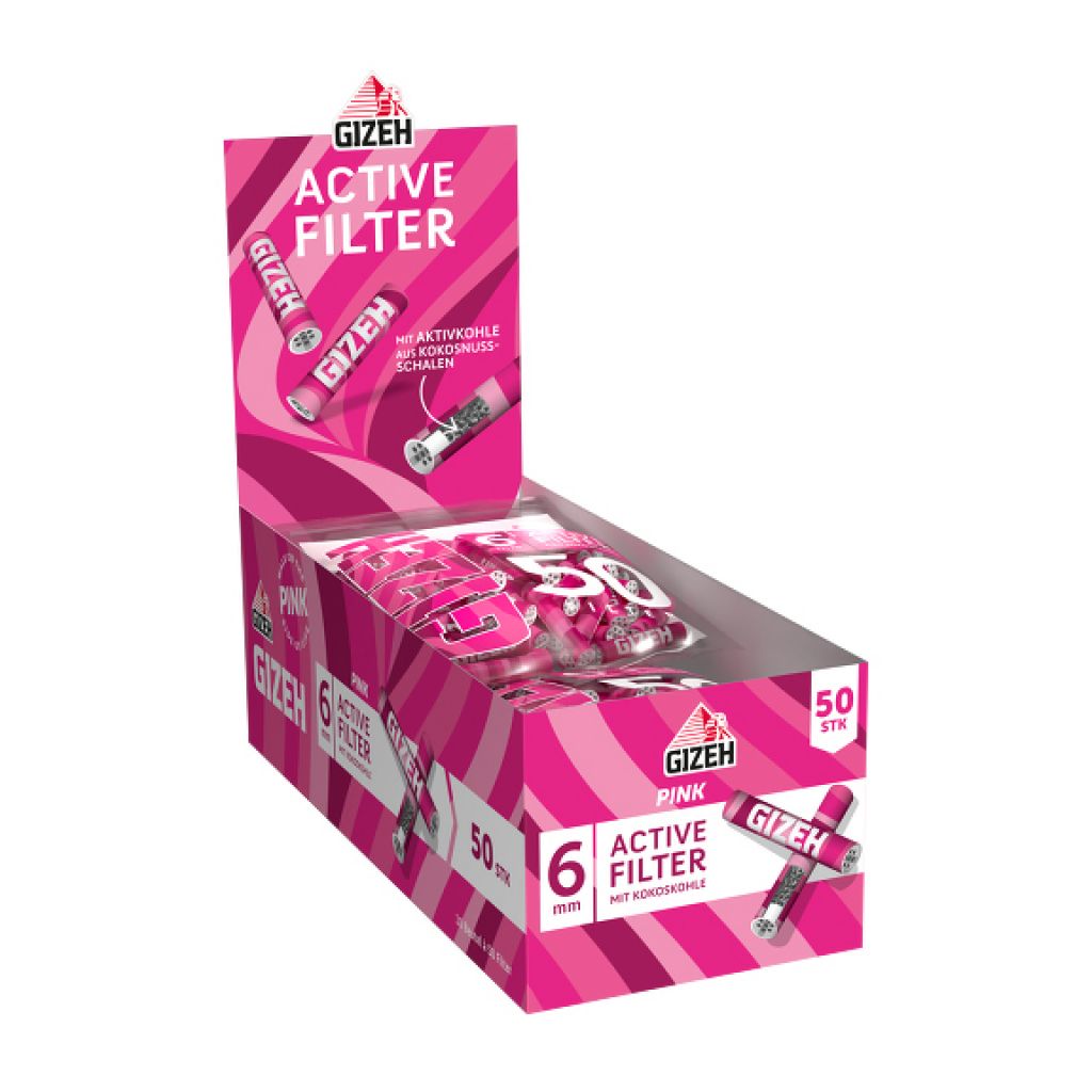 GIZEH Pink Active Str, Filter 50 Beutel, € pro 6 mm, 9,95 Filter pinkfarbenes