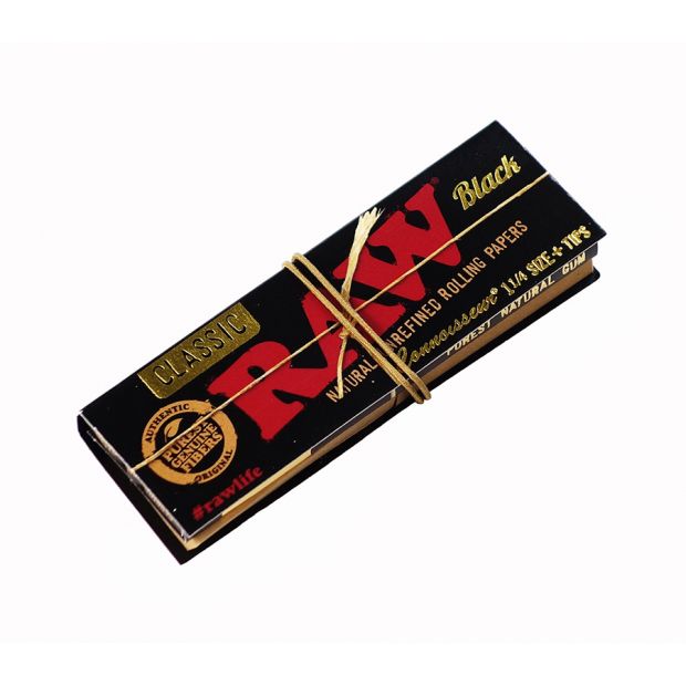 RAW Black Connoisseur 1 1/4 + Tips, ultra-dnne Medium Papers + ungebleichte Tips, 24 Heftchen pro Box 6 Heftchen