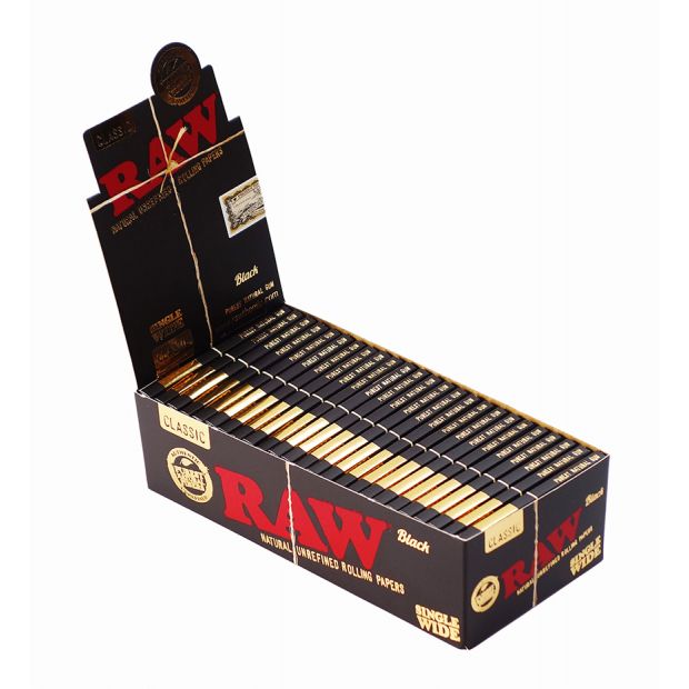 RAW Black Single Wide Doublewindow, ultra-dnne Regular Papers, 100 pro Heftchen 1 Box (25 Heftchen)