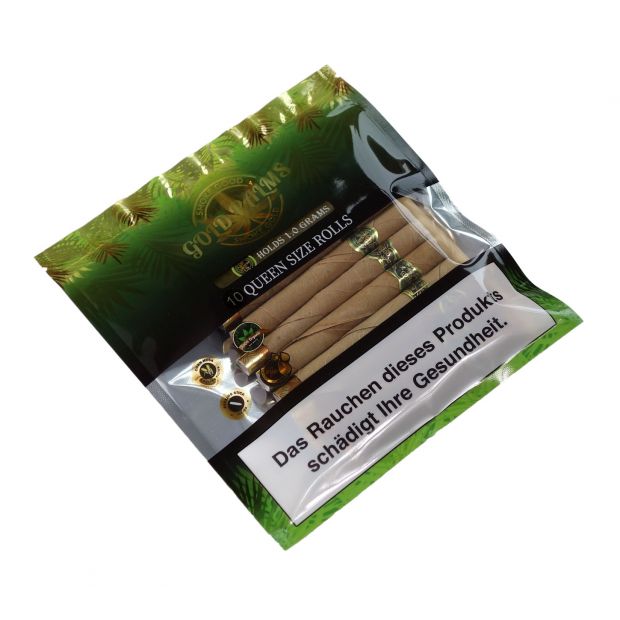 GOLD PALMS Queen Size Blunt Rolls, 10 pieces per pack 1 pack