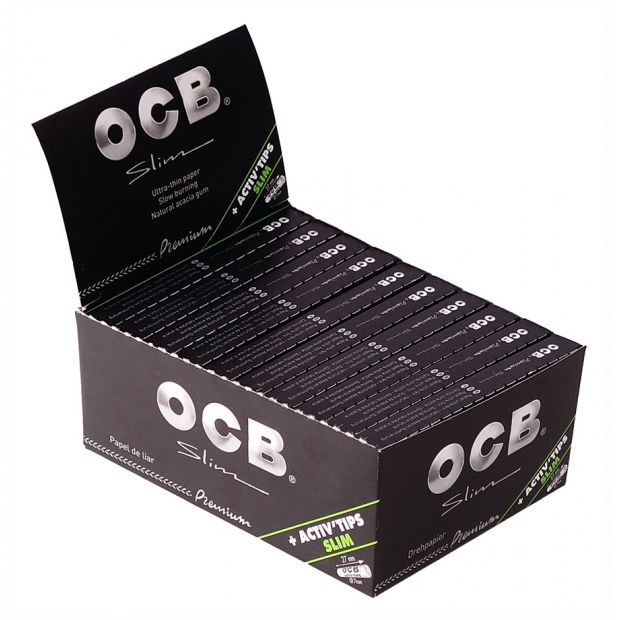 OCB Premium King Size Slim 32 Papers + 8 Activ&rsquo;Tips