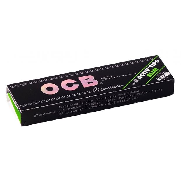 OCB Premium King Size Slim 32 Papers + 8 Activ&rsquo;Tips 5 Booklets